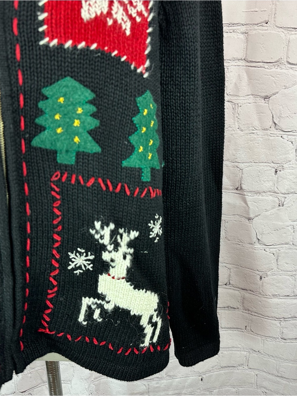 vtg crazy house liz claiborne christmas Zip-Front Cardigan Sweater women XL - Picture 7 of 10